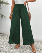 Women's Wide-Leg Trousers with High Waistband | Perfect for Autumn - Green