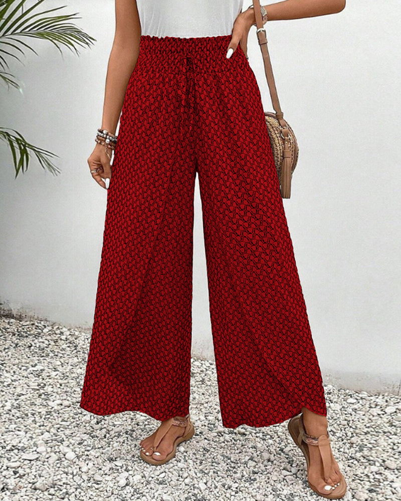 Women's Wide-Leg Trousers with High Waistband | Perfect for Autumn - Red