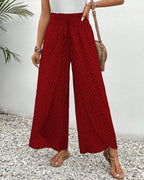 Women's Wide-Leg Trousers with High Waistband | Perfect for Autumn - Red