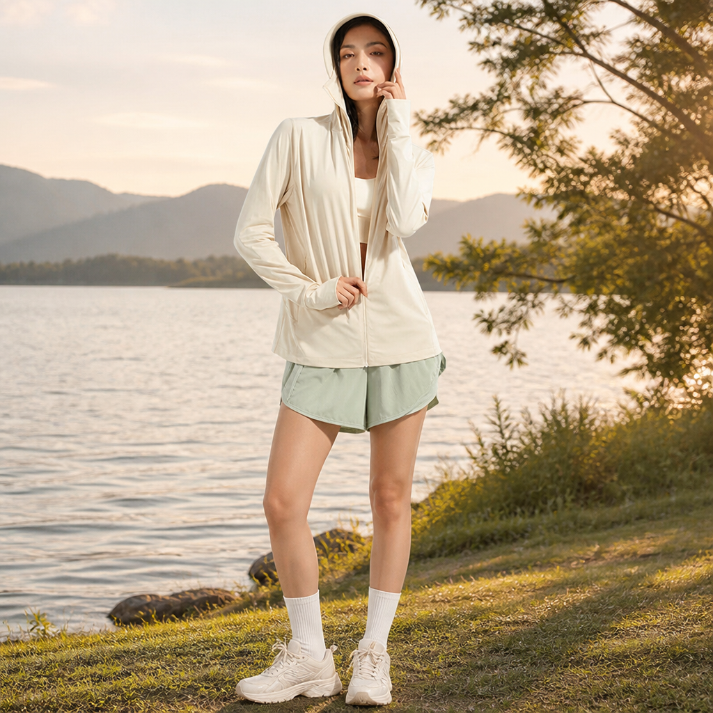 UV-protective hooded jacket with removable face shield – ideal for autumn | Lightweight Hiking Jacket