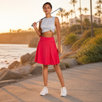 Women's Summer Skort with UPF50+, High Waist, Pleated Skirt, Integrated Lining and Pockets | Casual Sports Skirt