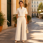 Women's Stand Up Collar Minimalist Textured Blouse | Lightweight Blouse