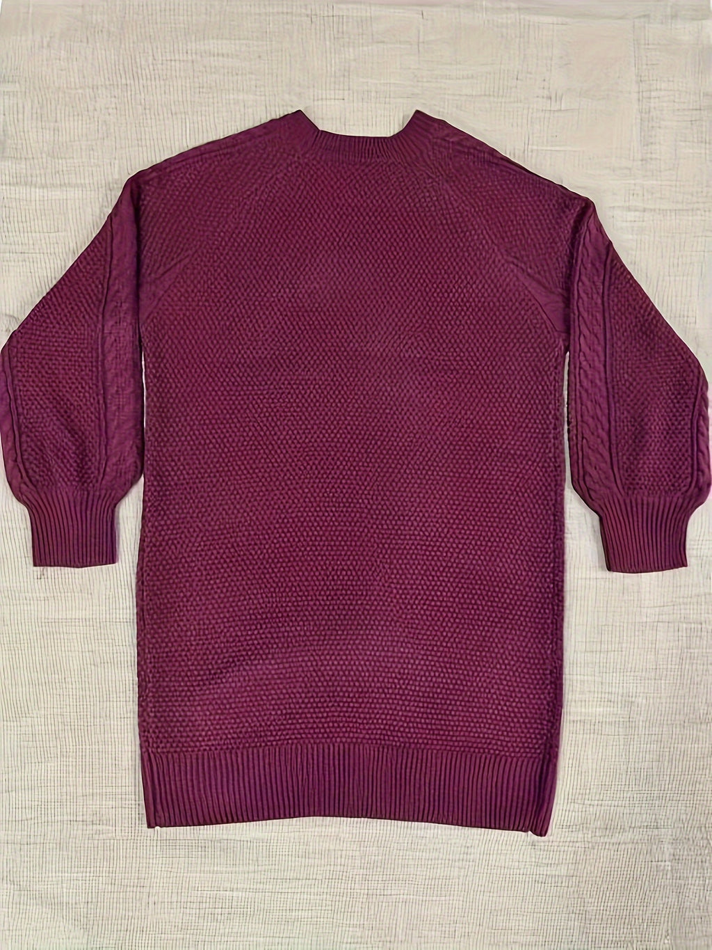 Women's Sweater Midi Dress, Women's Long Sleeve Crew Neck Textured Knitted Dresss