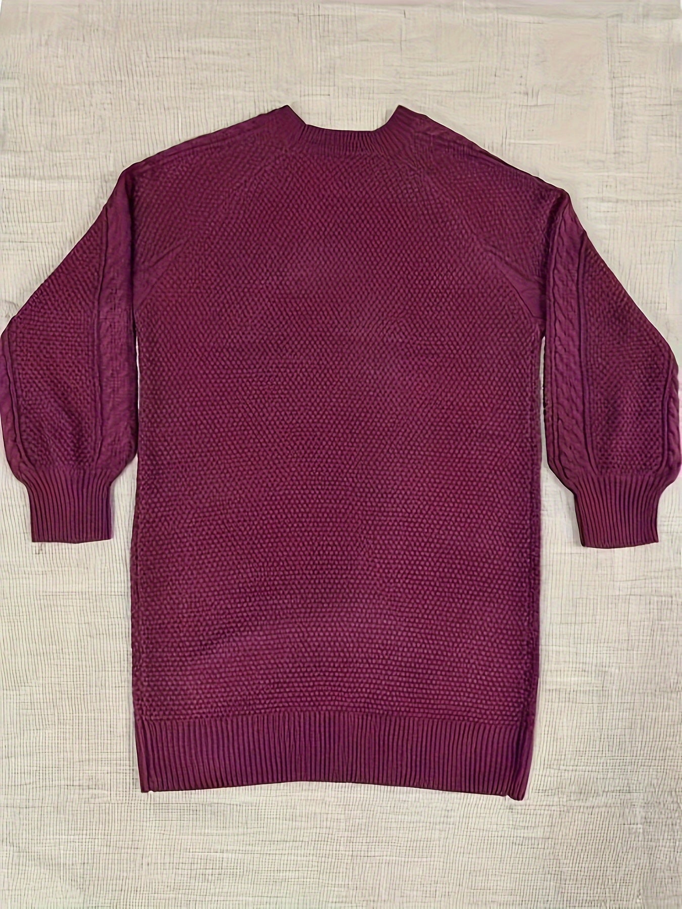 Women's Sweater Midi Dress, Women's Long Sleeve Crew Neck Textured Knitted Dresss