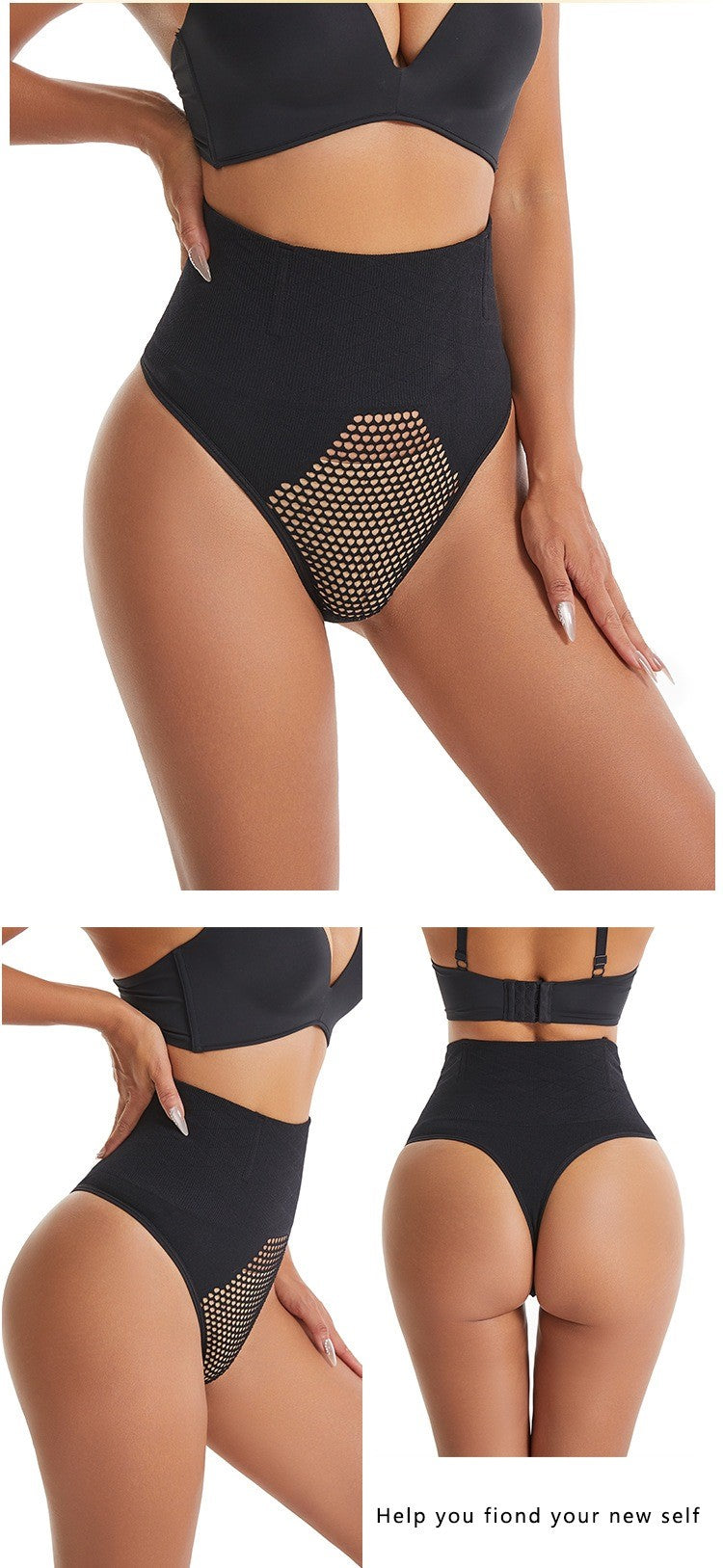 High Waist Corrigerende String met Mesh