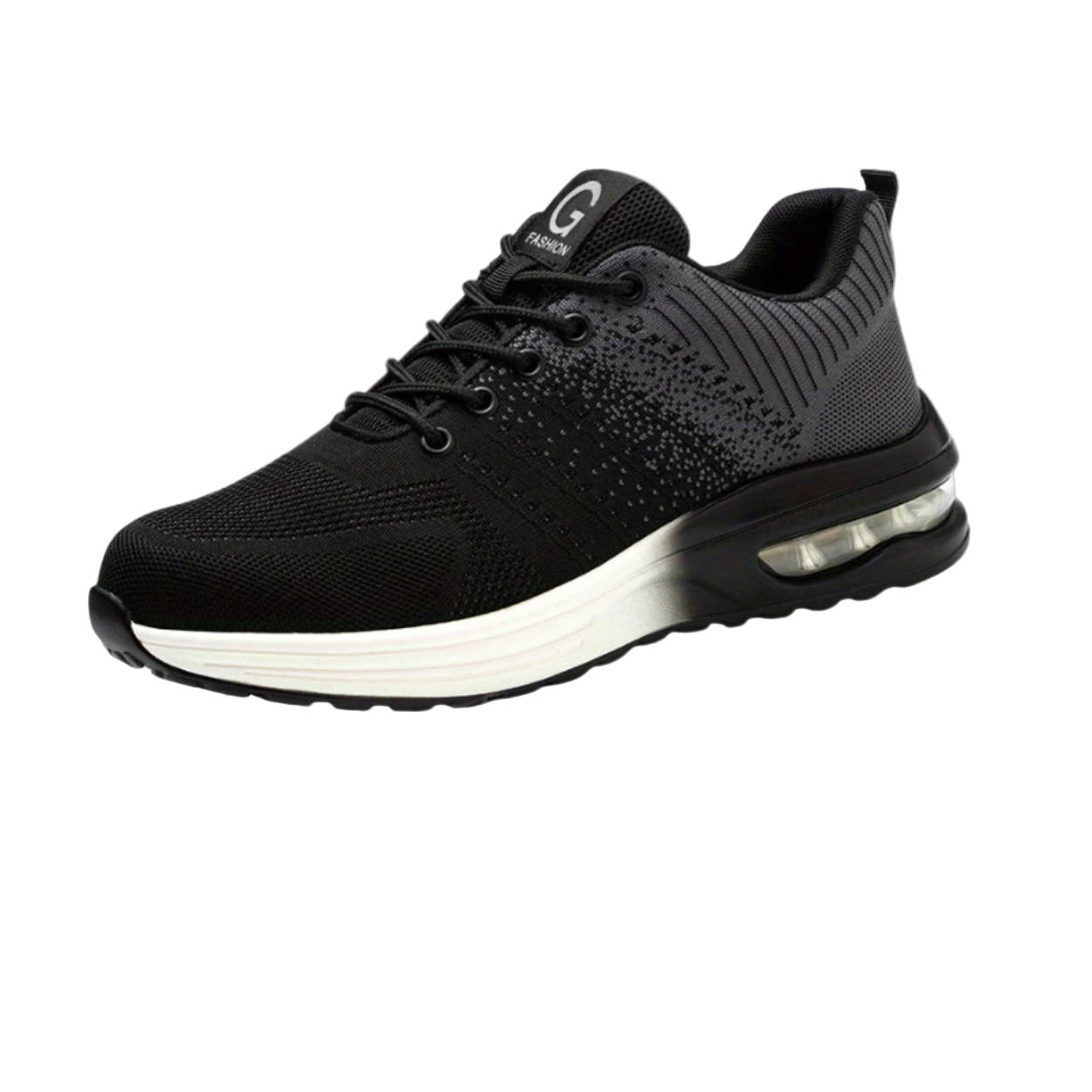 Women's Safety Shoes with Steel Toe Cap and Non-Slip Sole - Black/White