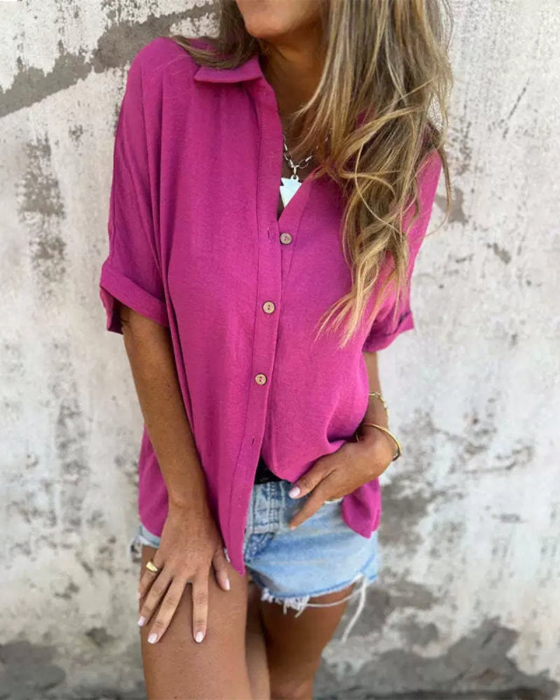 Women's Blouse with Lightweight Design and Relaxed Fit - Pink