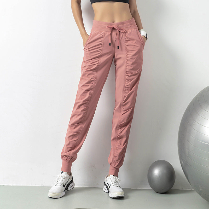 Women's Fitness Leggings with Quick-Dry, Breathable Stretch Fabric and Slim Fit for Autumn - Pink