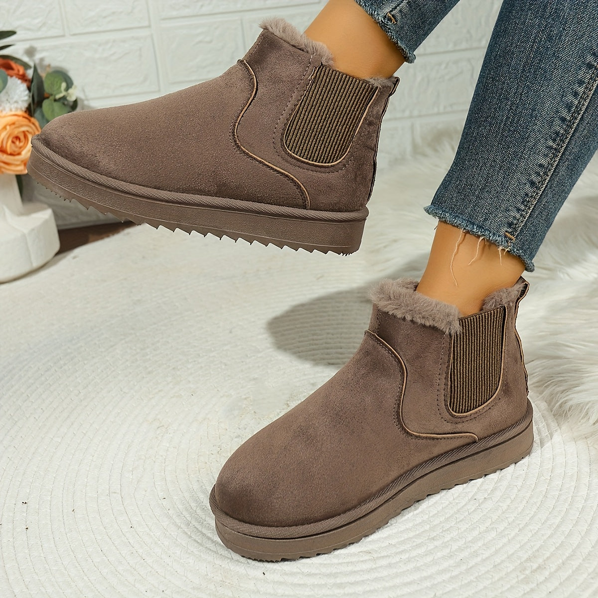 Women's Thick Sole Winter Ankle Boots Warm Platform Snow Boots for Everyday Comfort