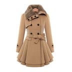 Pease - Mid-Length Winter Coat in Wool Blend for Women - Beige