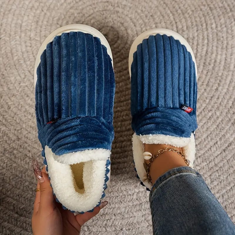 Women's Winter Slippers with Warm Lining, Thick Sole and Non-Slip Grip - Navy