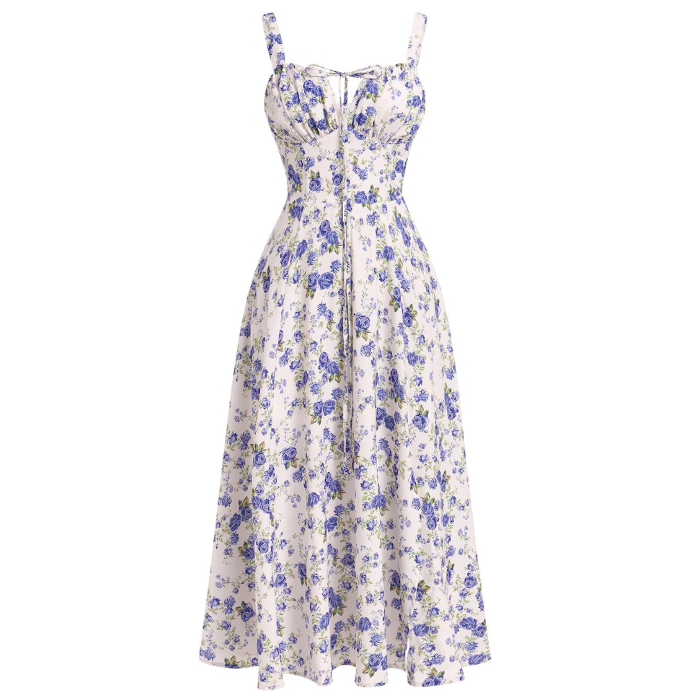 Boho Floral Split Summer Dress – Lightweight Vintage for Women