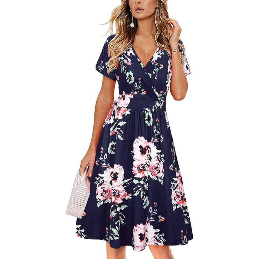 Classic Wrap Summer Dress – Lightweight with Pockets for Women