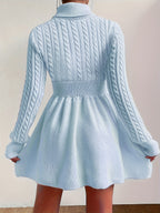 High Neck Pink Mini Sweater Dress , Sweater Dress for Women