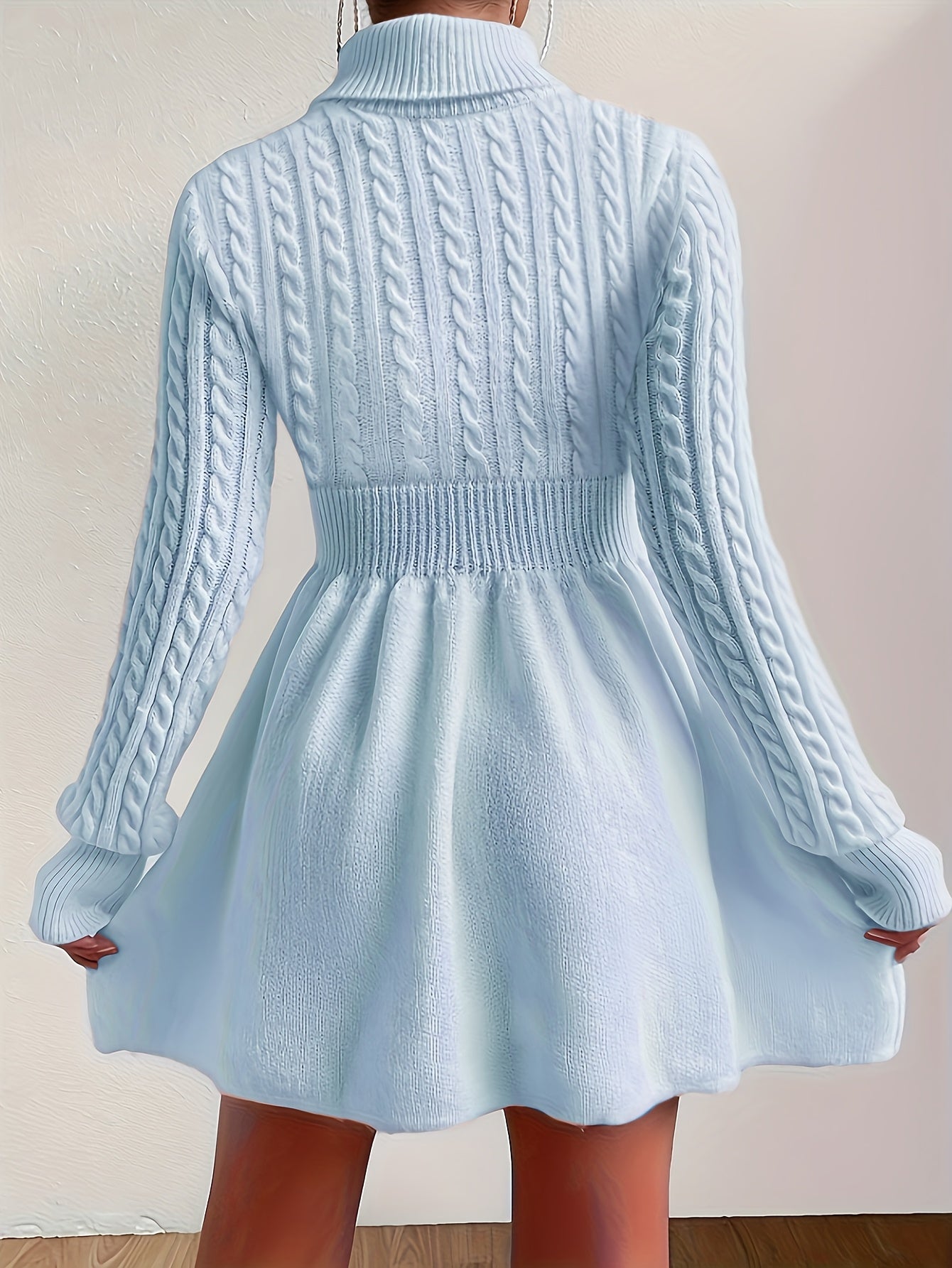 High Neck Pink Mini Sweater Dress , Sweater Dress for Women