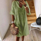 Airy Boho Dress with Lace Details | Perfect for Summer - Green