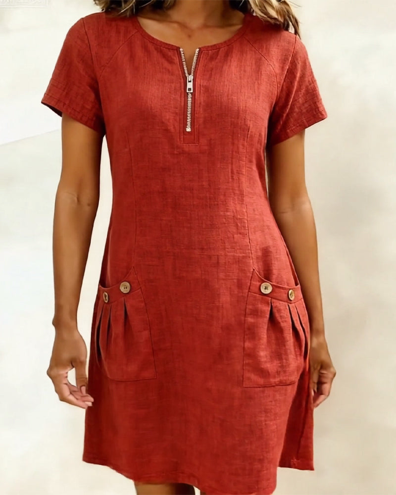 Lightweight Linen A Line Dress for Women | Vacation Dress
