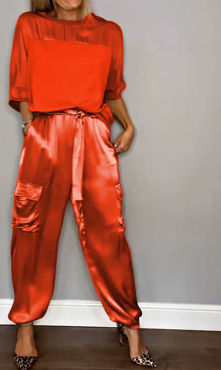 Kamila - Stylish Two-Piece Summer Set - Red