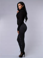 Ripped High Strech Distressed Jeans Solid Color | Women's Slim Fit Denim Pants