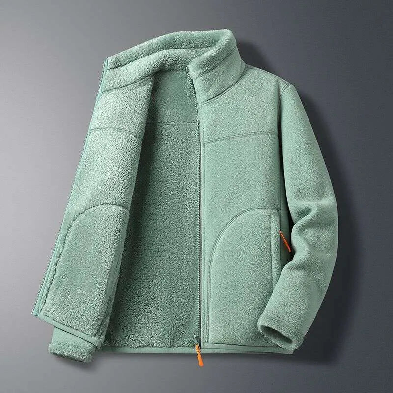Women's Fashion Solid Color Warm Jacket, Autumn/Winter Comfortable Reversible Jacket