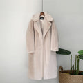 Long Faux Fur Coat in Premium Material – Knee-Length, Straight Silhouette, Ultra-Soft and Winter-Warm - Apricot