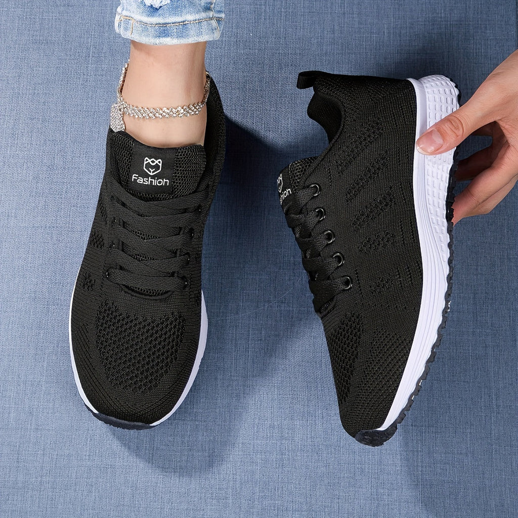 Lightweight Breathable Knit Sneakers with Cushioned Sole | Perfect for Autumn - Black