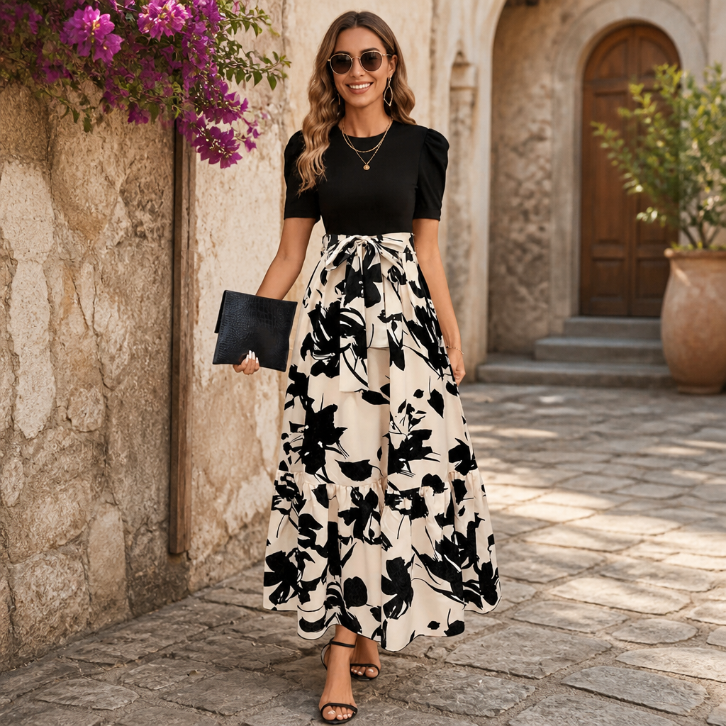 Women's Maxi Dress Floral Pattern High Waist A Line Summer | Lightweight Boho Dress