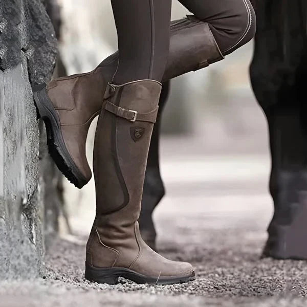Waterproof Autumn Riding Boots with Non-Slip Sole and Cushioned Insole | Perfect for All Weather Conditions - Dark Brown