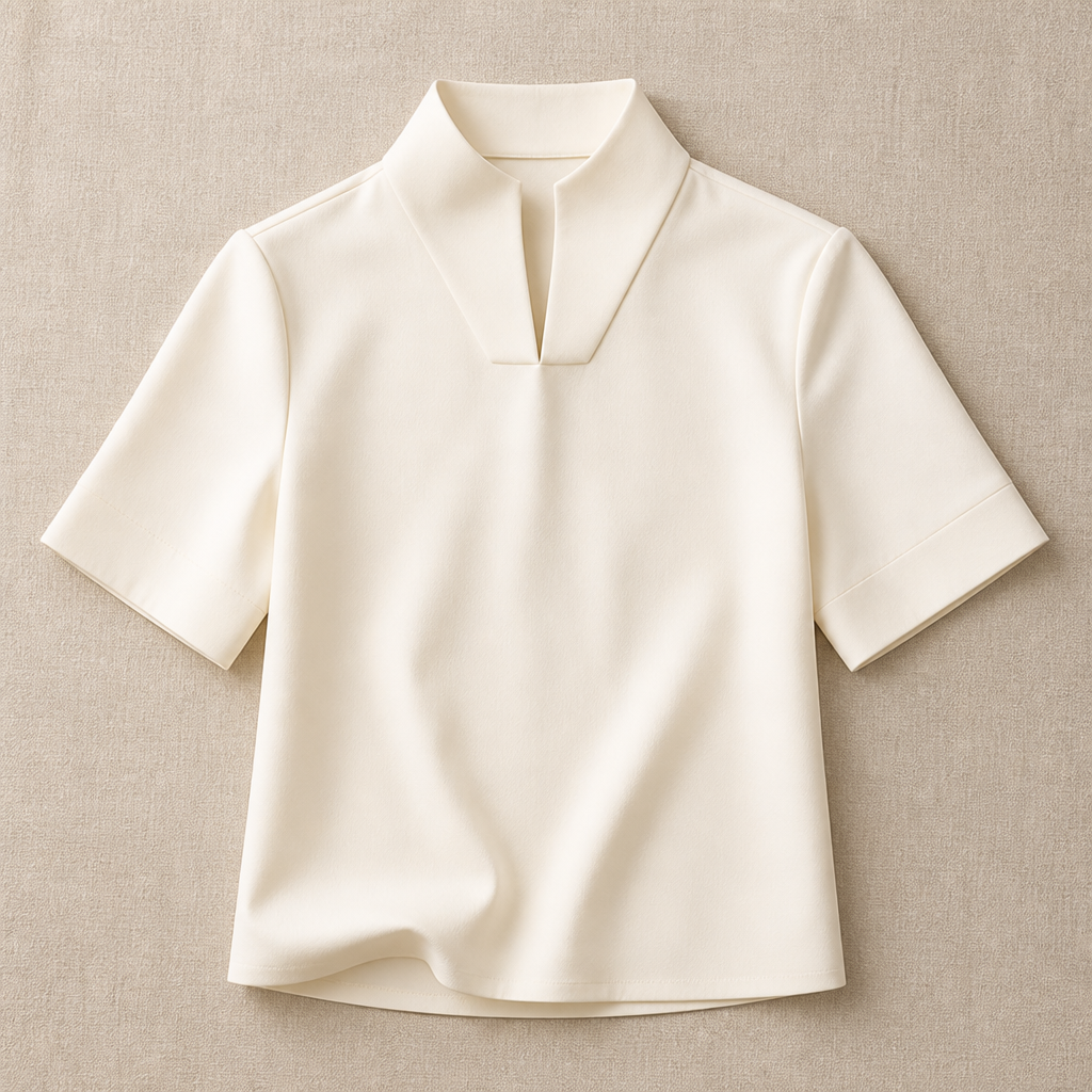 Women's Stand Up Collar Minimalist Textured Blouse | Lightweight Blouse