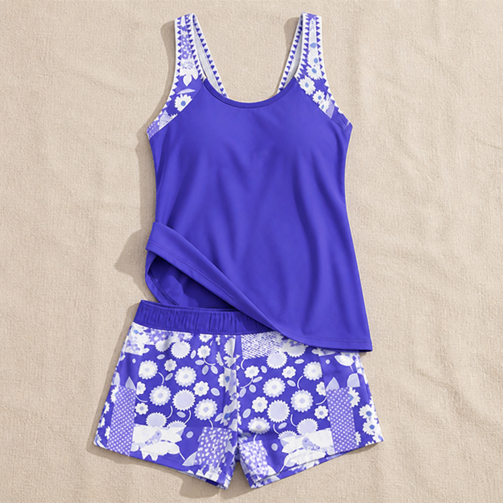 Women's swimwear set with tank top and shorts | Tankini Beachwear Set