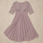 Elegant Women's Lace Midi Dress | Formal Cocktail Party Dress