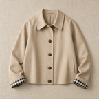Classic Plaid Trench Coat with Turned-Down Collar | Casual Autumn Coat
