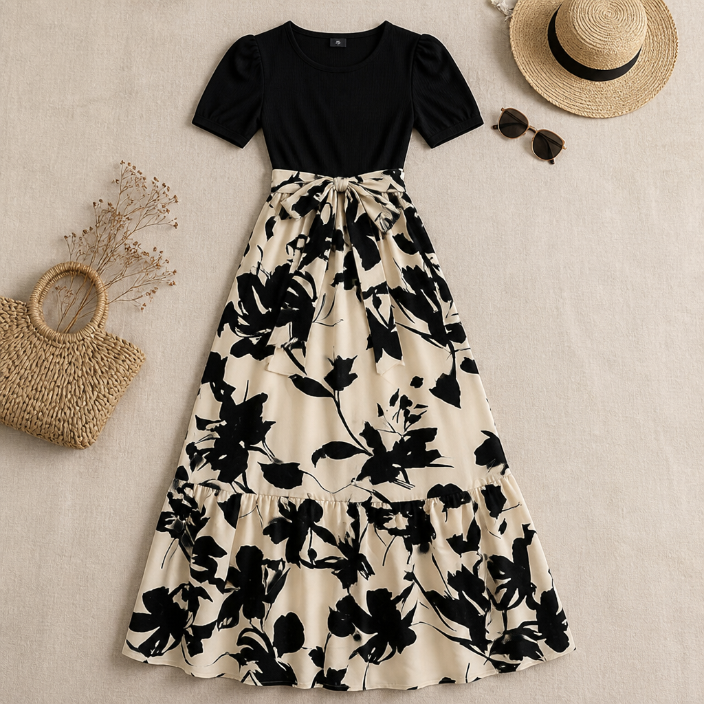 Women's Maxi Dress Floral Pattern High Waist A Line Summer | Lightweight Boho Dress