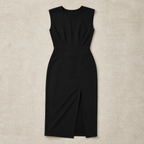 Fitted Midi Dress with Front Slit | Elegant Midi Bodycon Party Dress