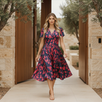 Floral Midi Wrap Summer Dress – Lightweight for Women