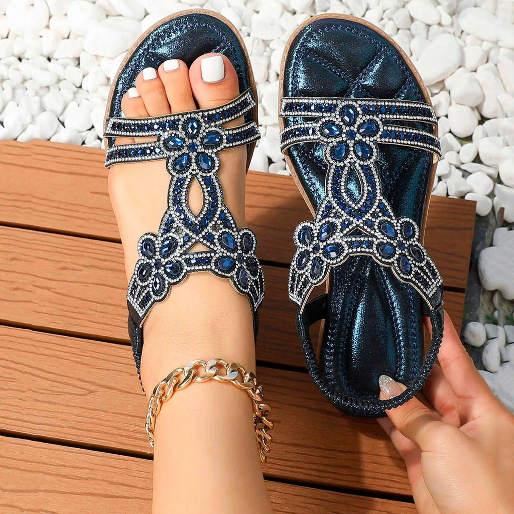 Women's Summer Sandals with Arch Support and Stretch Upper - Blue