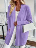 Women's Knit Sweater with Crew Neck and Relaxed Fit - Purple