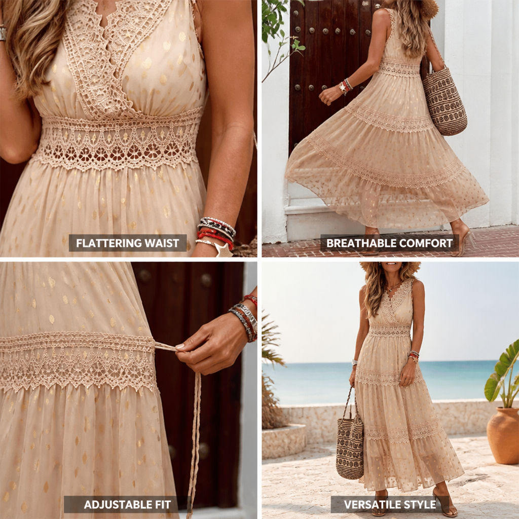 Long lace dress with elegant details | Women's Maxi Party Dress