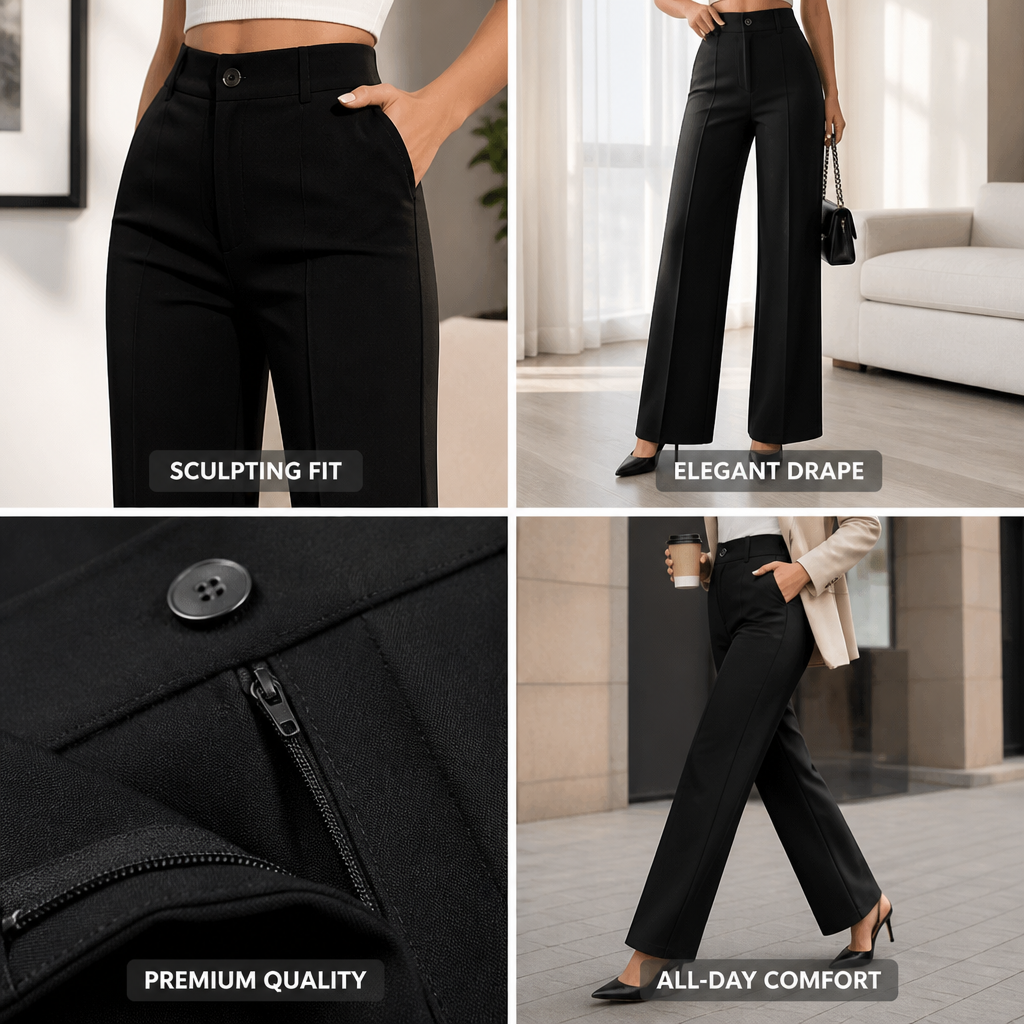 Women's Wide High Waist Trousers | Elegant Work Pants