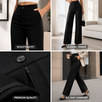Women's Wide High Waist Trousers | Elegant Work Pants
