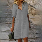 Women's Summer Dress, Sleeveless, with Flowing Silhouette and Feminine Fit - Gray