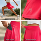 Women's Summer Skort with UPF50+, High Waist, Pleated Skirt, Integrated Lining and Pockets | Casual Sports Skirt