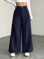 Women's High Waisted Wide Leg Pants Corduroy Texture Casual Trousers, Washable pant