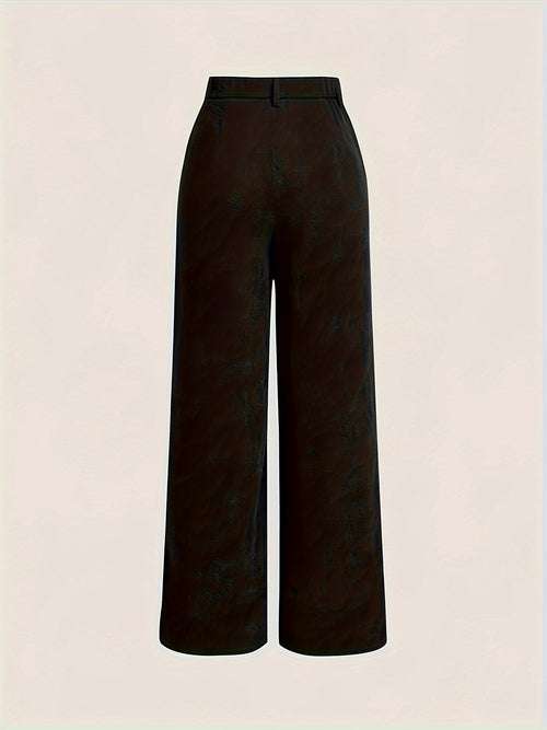 All-Season High Waist Wide Leg Corduroy Trousers for Women, Button Front & Pockets