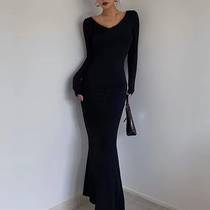 Elegant Evening Bodycon Dress – Fishtail Hem Shapewear for Women