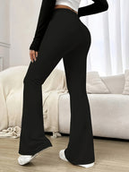 Solid color High waist Elegant Flared Pants for Women