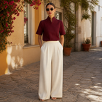 Women's Stand Up Collar Minimalist Textured Blouse | Lightweight Blouse