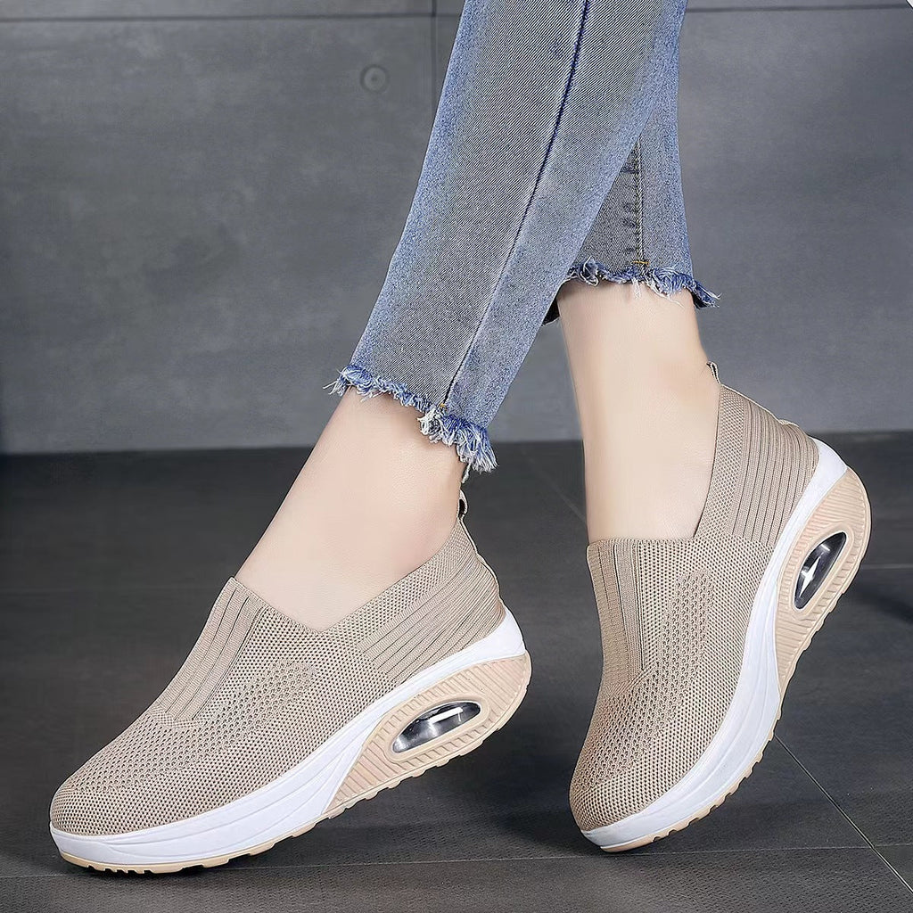 Women's Orthopedic Slip-On Sneakers with Arch Support and Non-Slip Sole - Beige