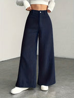 Women's High Waisted Wide Leg Pants Corduroy Texture Casual Trousers, Washable pant
