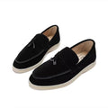 Chic women's leather moccasins with buckle detail